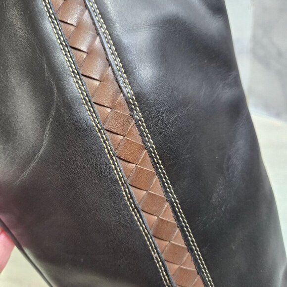 Pikolinos Garda Riding Boots Womens 41 US 10.5-11 Black Leather Brown Braid Trim - Picture 7 of 16